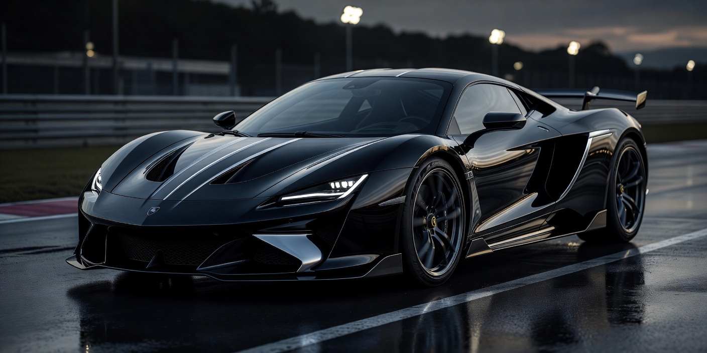 Dark car bodywork with silver reflections, illustrating the black and silver racing look
